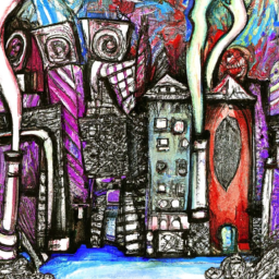 expressionist whimsical cityscape