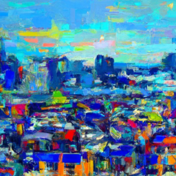 expressionist vibrant cityscape