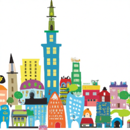 cartoon detailed cityscape