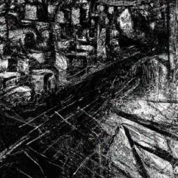 expressionist dark cityscape